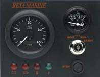 Standard ABV Control Panel Tachometer with running hour recorder, keystart switch, push button stop, green light for power on, red warning lights and audible alarm  Optional ABVW Control Panel