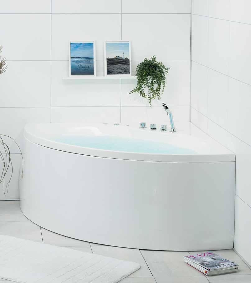 NORO Star 140 Tilava ja klassinen kulmaporeamme pehmeän pyöreillä muodoilla. Amme on ergonomisesti muotoiltu ja takaa täydellisen mukavuuden ja rentoutumisen.