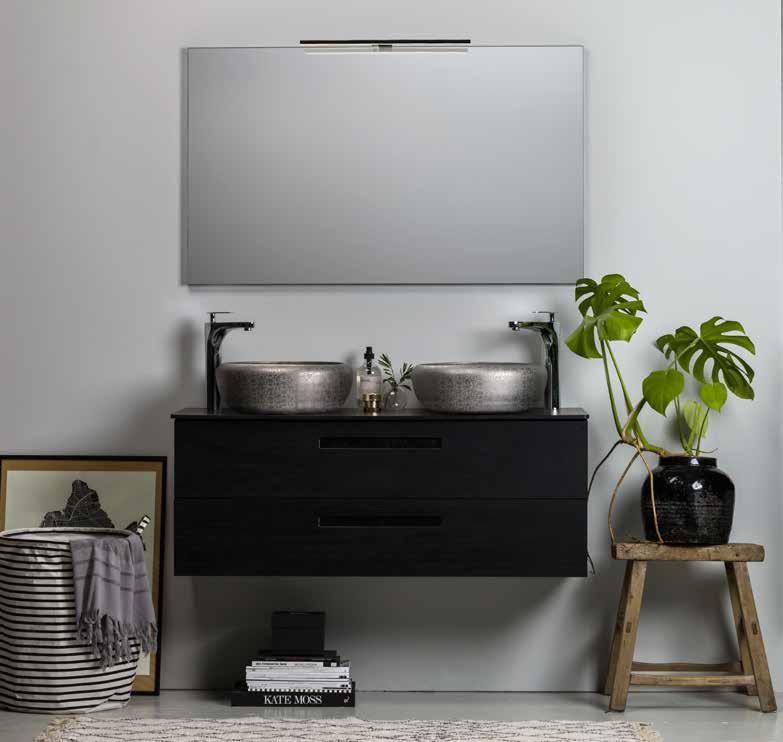FLEX 1200 PEILI SEKÄ LED-LAMPPU 328 RELOUNGE 1200 PESUALLASPAKETTI 1 747 NORO RELOUNGE 1200, musta matta, vaneria, PÖYTÄLEVY ja INDRIA MALJA-ALLAS