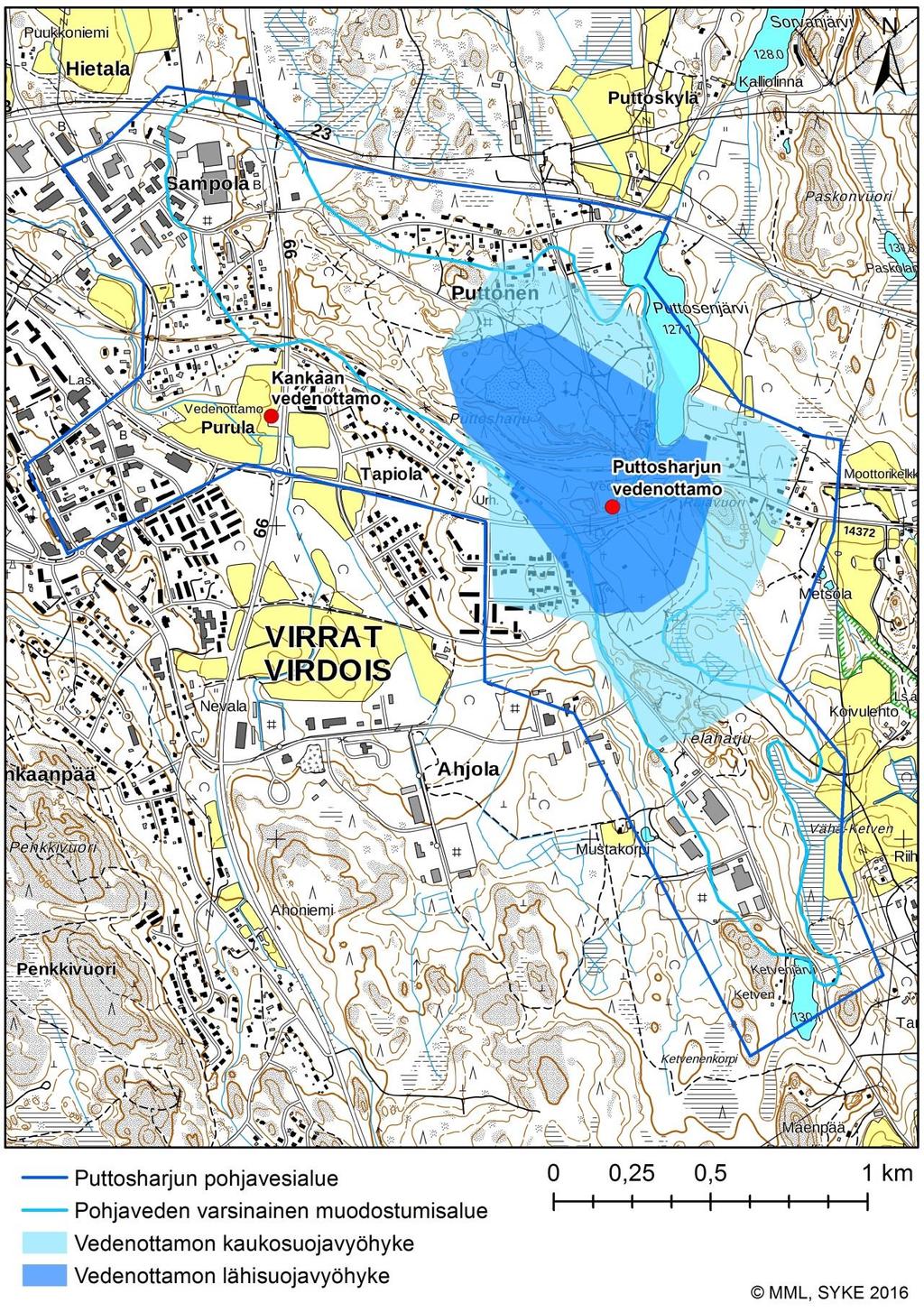 2. Puttosharjun pohjavesialue Virtain kaupungissa sijaitseva Puttosharjun pohjavesialue (ID 0493601) (kuva 2) on luokiteltu vedenhankintaa