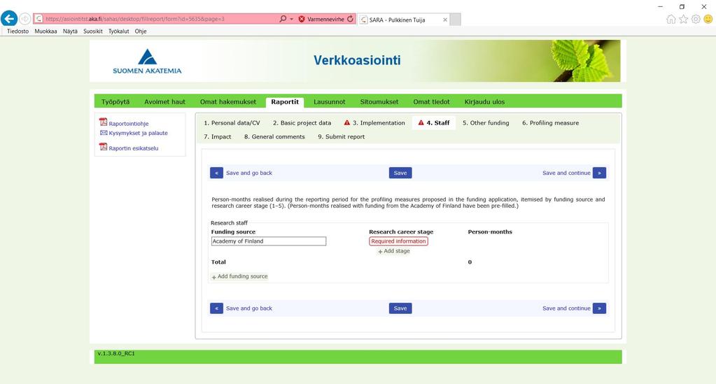 Sivu: Staff Raportin esikatselu on Profissa hyödyllinen ominaisuus.