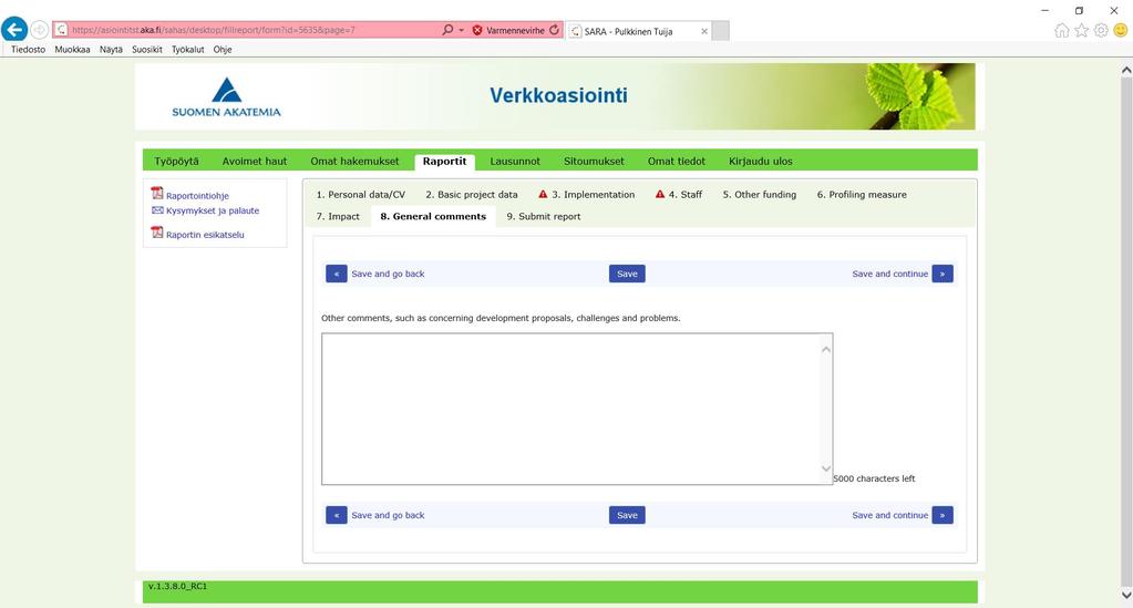 Sivu: General comments 16