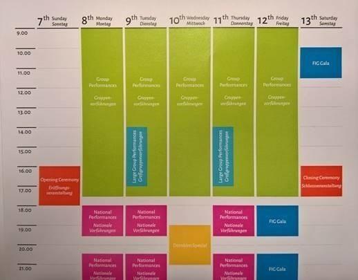 Kesäinen viikko täynnä ohjelmaa: avajaiset su 7.7. klo 16 18 hallinäytöksiä ma pe klo 9 18 kenttänäytöksiä ti 9.7. ja to 11.7. klo 14 17 ulkolavaesiintymisiä kylissä ja kaupungeissa ma pe iltanäytöksiä ma 8.