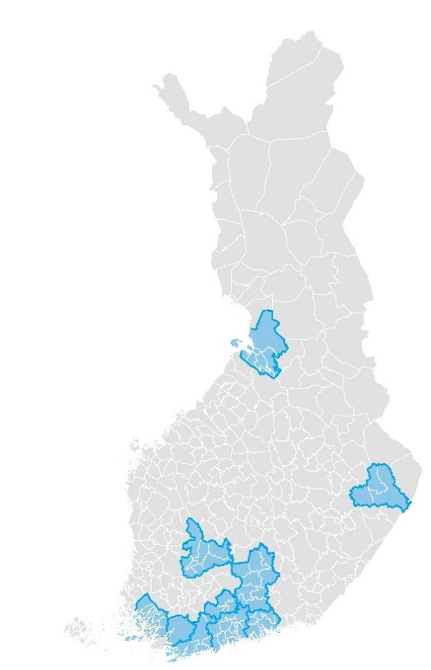 Ensimmäistä kertaa seutuja mukana omilla lisäotoksillaan Oulun seutu Tampereen seutu Päijät-Häme Turun