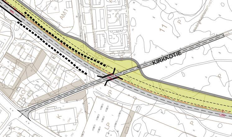 TÖRNÄVÄN KIRKKOTIE SUUNNITTELUPERIAATTEET: Vapaudentie alittaa Törnävän Kirkkotien Vapaudentien poikkileikkauksena 1+1 (varautuminen siltaratkaisussa poikkileikkaukseen 2+2 kasvattaisi sillan