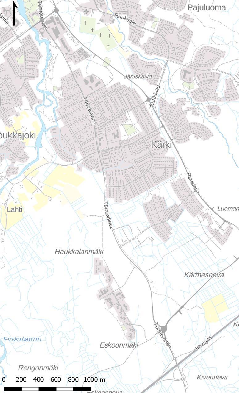 TÖRNÄVÄNTIEN IDEASUUNNITELMA (VE 1) Hamarintie-Itäväylä 1 Törnäväntien liikenteen rauhoittaminen ja hidastaminen toteuttamalla korotettuja liittymäalueita ja korotettuja suojateitä sekä ajoradan