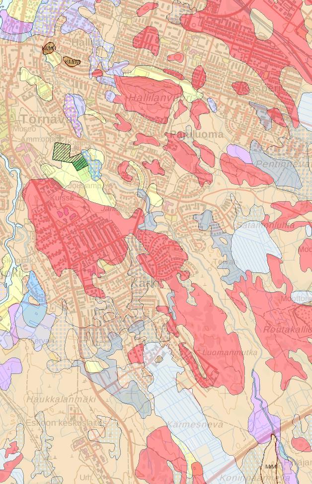 POHJAOLOSUHTEET JA PERUSTAMINEN Vapaudentien suunnitelma-alue sijoittuu pääosin moreeniselle pohjamaalle. Kallio on monin paikoin lähellä maan pintaa.