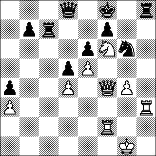 Ke4 ja 1/2-1/2, Laine Matti Huuskonen, Seniorien 51. SM-turnaus) 8.Rc3 Lg7 9.Le3 (9.b3 Rf6 10.Lb2 O-O 11.O-O a6 12.Rd5 Rd5 13.ed5 Rd4 14.Ld4 Ld4 15.Dd4 b5 16.Tfe1 bc4 17.bc4 Tfc8 18.h4 Tc7 19.