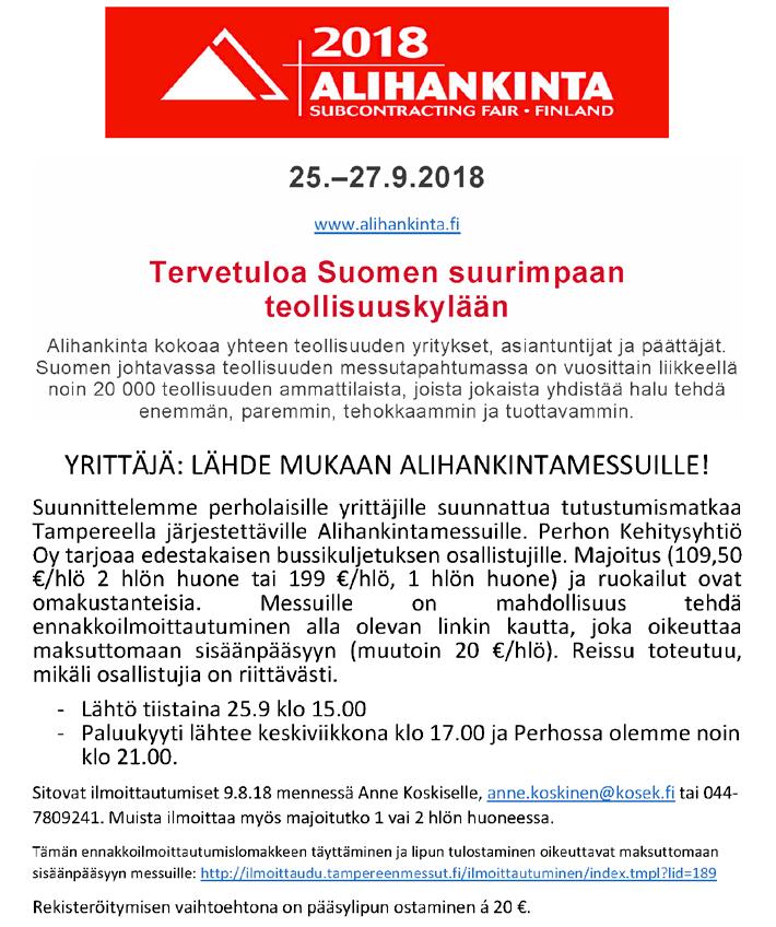 YRITYSNEUVONTA TIEDOTTAA PERHON KUNTATIEDOTE N:O 7/2018