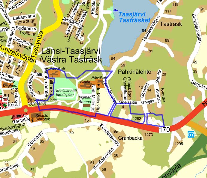 Suunnielualue Muuos- ja laajennusaluee sijaisev Sioon oisen aajaman ja eeläisen alueesusen Söderullan esusan iäosassa, raenumassa ovan nyyisen Pähinähdon errosaloalueen eelä- ja länsiuolla.