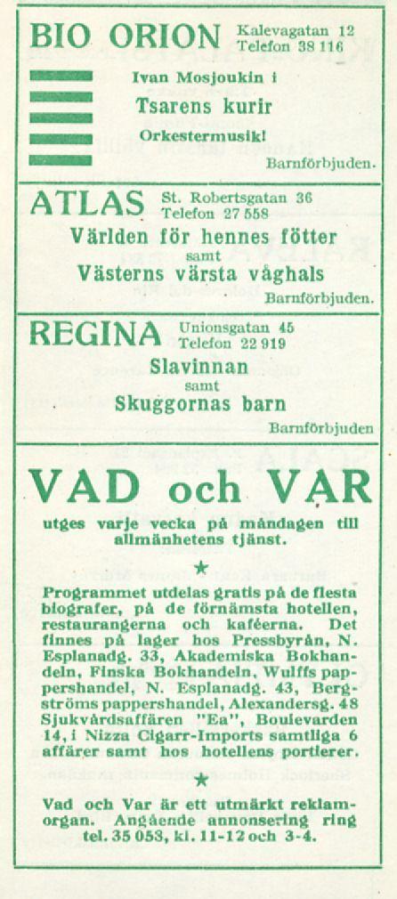 810 ORION SfÄTiB 12 Ivan Mosjoukin i Tsarens kurir Orkestermusik! Barnförbjuden ATT AC f\ l L*r%J St.