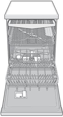 Produktoversigt Set forfra Kontrolpanel Set bagfra Lågehåndtag DK El-ledning Vandtilførsel (forbindes til den medfølgende slange) Afløbsslange Øverste