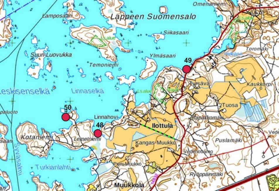 Vuonna 2016 lahden pohjukassa kasvaa tiheä (6-7) järviruokokasvusto (Phragmites australis) ja lehtipuiden vyöhyke alkaa vesirajan tuntumasta.