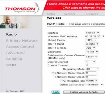 2 Asetussivuille kirjautuminen Thomson 870 Laitteen kaikkia asetuksia hallitaan internet-selainohjelmalla.