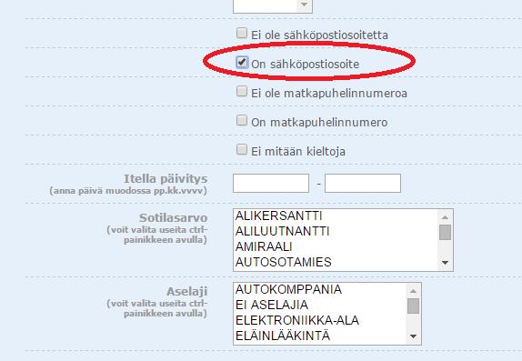 e) Muistathan myös klikata auki poiminnan alavalikoista Jäsenyydet, rastia kohdan vain voimassa