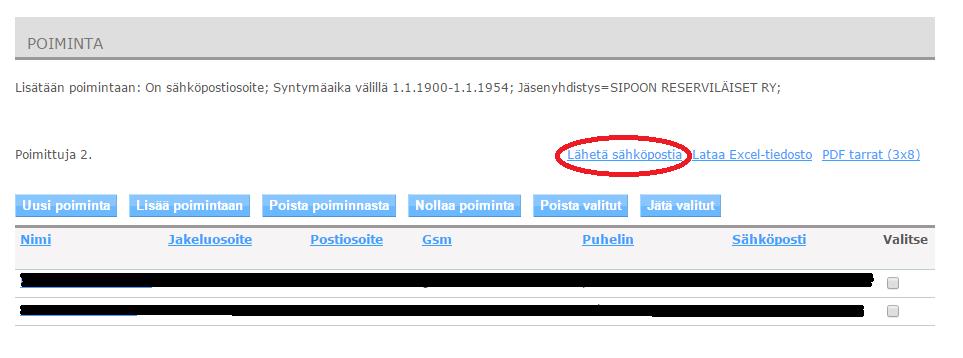 listallesi. f) Klikkaa sivun alalaidasta Poimi.