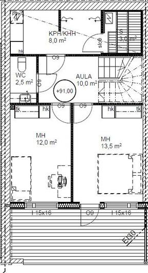 105,5 m² 5h+k+kh+s Asunnot