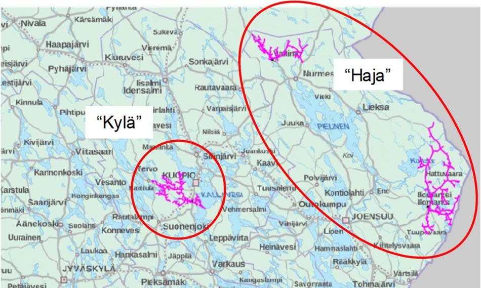 63 Kuva 6.1 R4-yhtiöiden case-alueiden verkot Case-alueet sijaitsevat maantieteellisesti Itä-Suomen alueella ja Kymenlaaksossa.