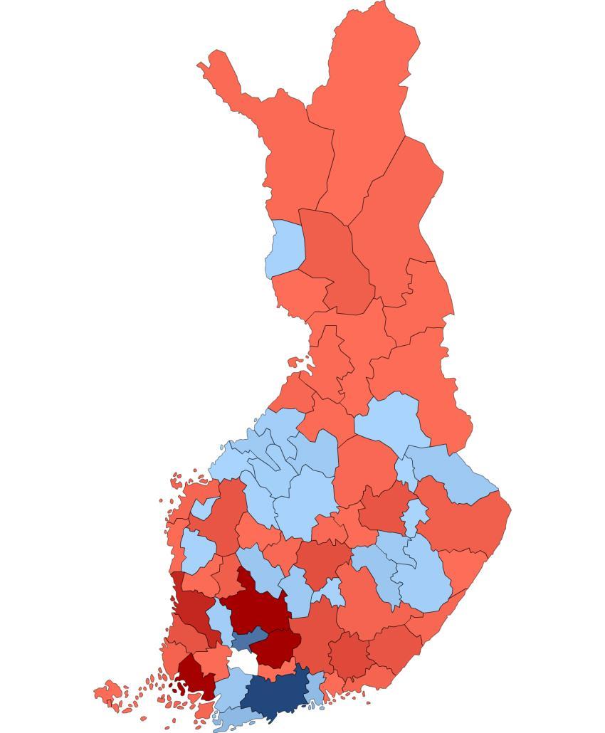 FORSSAN SEUDUN NETTO- MUUTTO KUNNITTAIN VUOSINA 2010 2016 FORSSAN SEUDUN NETTOMUUTTO 2010-2016 Yli 100 hlöä 1 99 hlöä -1-99 hlöä Yli -100 hlöä Eniten muuttovoittoa Helsingin (+132), Etelä-Pirkanmaan