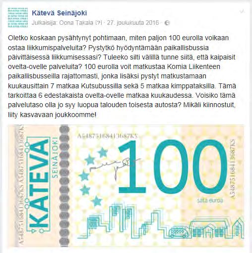 ennakkovarausviivettä) Kätevä Seinäjoki liikkumisappsi Kätevä Seinäjoki on kaupunkilaisille suunnatt u uusi liikkumispalvelu, jonka avulla voit joustavasti matkustaa paikallisb usseissa, takseissa,