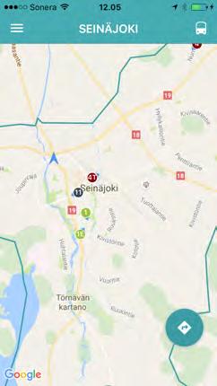 mobiilisovellus apuna matkanteossa Seinäjoella digitalisoitu liikennetieto vietiin Liikenneviraston koontikantaan, jota hyödynnettiin Android- ja IOS-ympäristöihin tehtyyn Kätevä Seinäjoki