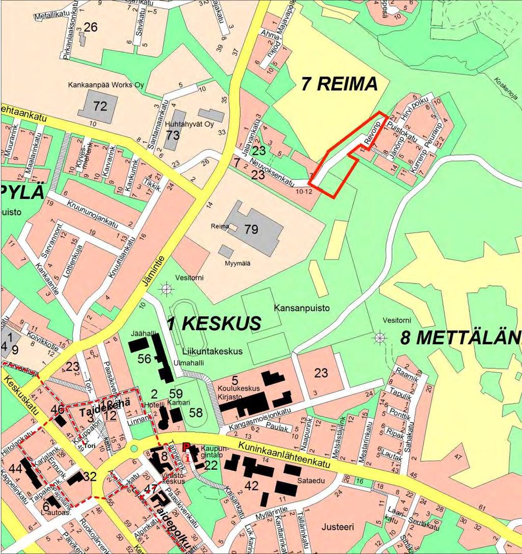 AK 5193 3 1.2 Kaava-alueen sijainti ja koko Suunnittelualue sijaitsee Kankaanpään Reiman kaupunginosassa 1,3 km etäisyydellä keskustasta.