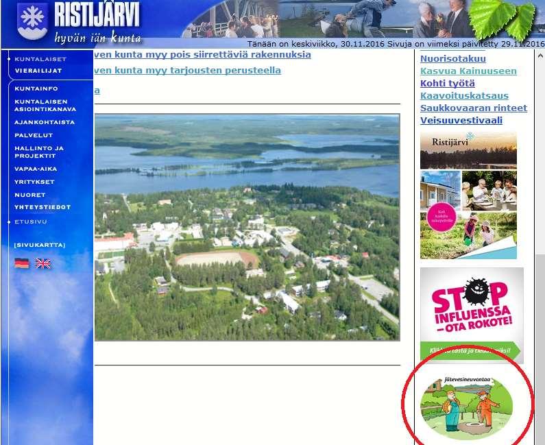 5 KUVA. Hankkeen banneri Ristijärven kunnan sivuilla 20