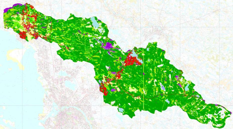 Kuormituksen synty Maa-alueelta tuleva kokonaiskuormitus Kalimenjoella: Pistekuormitus - turvetuotanto, louhosalue, teollisuus, kompostointialue, jne.