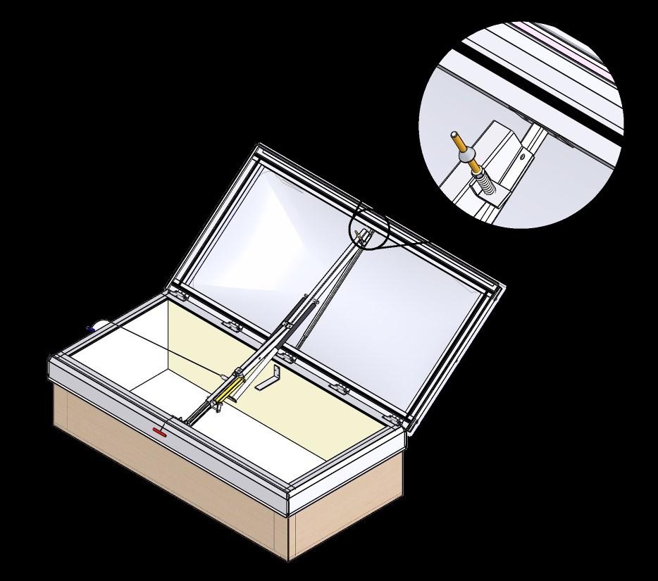3 (4) Aukilukituskahva Magneetti Lämpösulake Laukaisukahva Heilurisalpa 5. Kiinnitetään heilurisalpa magneettiin ja suljetaan luukku.