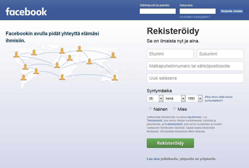 Mikä on Facebook? Facebook on internetissä toimiva mainosrahoitteinen sosiaalinen palvelu, jonka tarkoituksena on yhdistää ystäviä, sukulaisia, työ- ja opiskelukavereita sekä tuttuja.