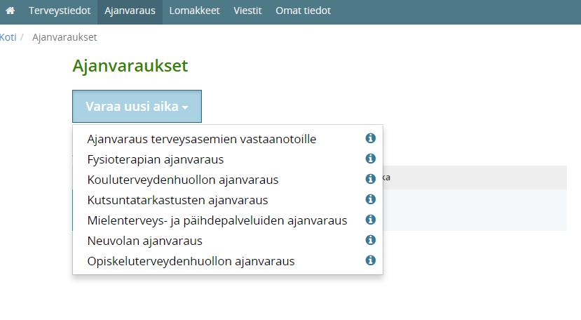 5 Ajanvaraus Espoon terveyspalveluissa käyttäjä voi tarkistaa, perua, siirtää tai varata ajan sähköisesti, esimerkiksi suun terveydenhuollon, terveysasemien ja neuvolan palveluissa on määritelty mitä