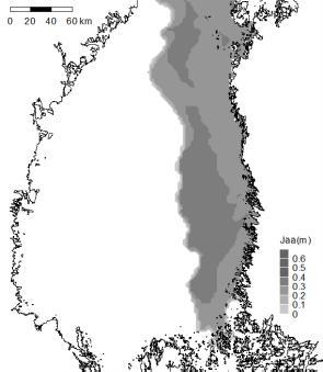 Talvella 2012-2013 jääpeite oli koko Selkämeren osalta lähinnä keskiarvoa, joskin jääpeitteen suurimman
