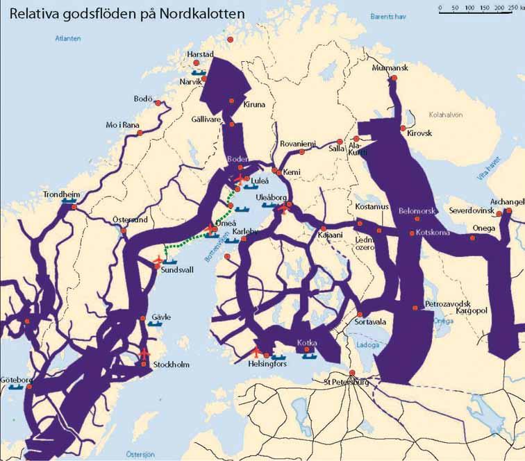 7 TOIMENPITEITÄ JA TOIMINTASUOSITUKSIA 7.3 selvitystarpeita ja jatkotutkimusaihioita KUVA 7.3. POHJOIS-KALOTIN TAVARAVIRTOJA 6.