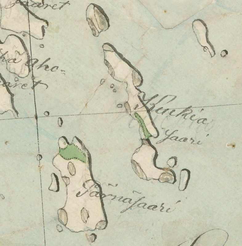 Luopioisten pitäjänkartassa(1781-1830) ja kunnan kaikkien jakokuntien vesialueita (Tenho 1908) kuvaavassa kartassa Kukkiasaari