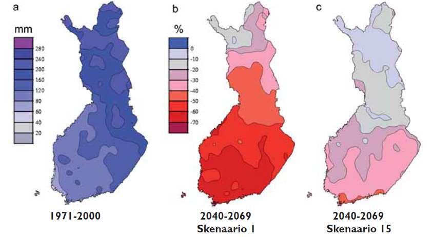 4 Mahdolliset tulevaisuuden tulvat ja tulvariskit 4.1 Ilmastonmuutoksen vaikutus Lumen määrän muuttuminen on yksi merkittävimpiä ilmastonmuutoksen vaikutuksia Suomessa.