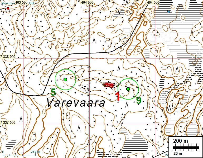 5 Muinaisjäännökset TERVOLA VAREVAARA 1 Mjtunnus: Rauh.