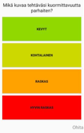 Työtyytyväisyyskyselyssä seuraavat vaihtoehdot: Erinomainen, hyvä, normaali, välttävä
