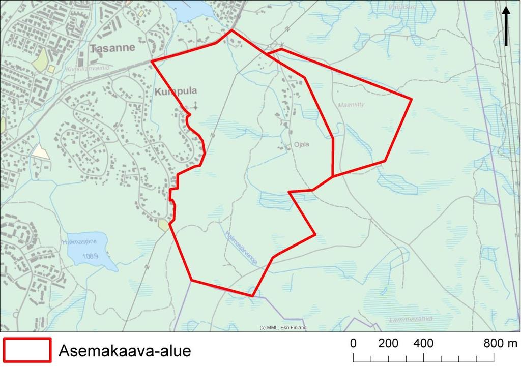 3 4. LÄHTÖTIEDOT 4.1 Selvitysalueen yleiskuvaus ja rajaus Selvitysalueen rajaus on esitetty kuvassa 2. Alue sijaitsee Tampereen kantakaupungin koillisosassa Tampereen ja Kangasalan rajalla.