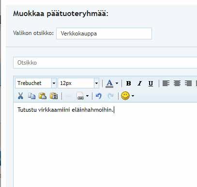 Lisää uusi tuote napsauttamalla Luo tuote-painiketta 5.