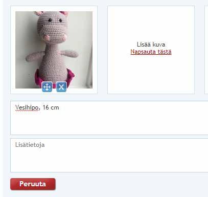 4 Kirjoita tuotteen kuvaus 6 tekstikenttään ja valitse Tallenna.