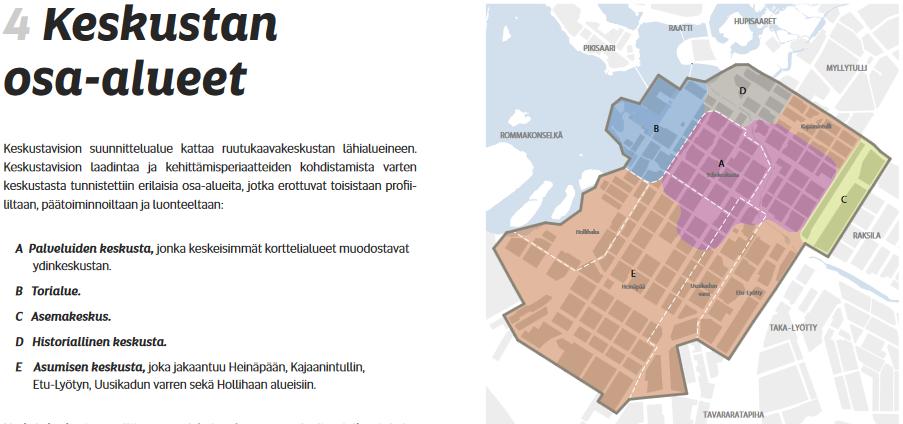 564-2214 Asemakaavan muutos 8.1.2018, Oulun Asematalo, Rautatienkatu 1a-1c Keskustavisiossa suunnittelualue sijaitsee osa-alueella C, Asemakeskus.