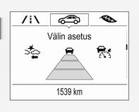 192 Ajaminen ja käyttö Seuraavissa tapauksissa etutörmäyksen varoitus ei ehkä havaitse edessä olevaa autoa tai tunnistimen toimintakyky on rajoitettu: Ajetaan mutkaisilla tai mäkisillä teillä.