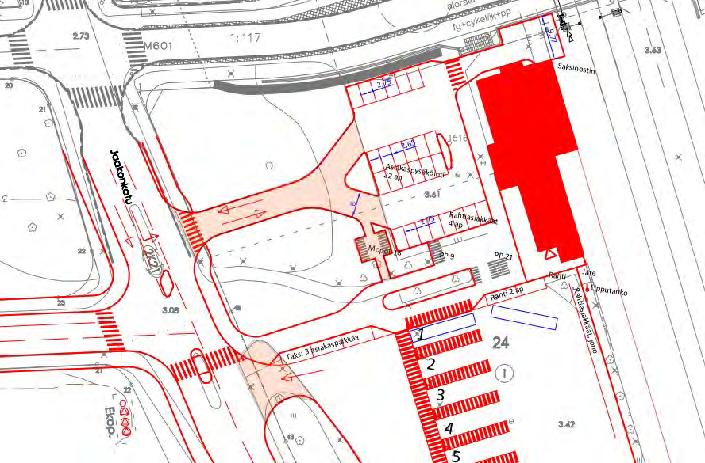 JAKOBSTADS RESECENTRUM, TRAFIKUTREDNING PIETARSAAREN MATKAKESKUS LIIKENNESELVITYS BILAGA 4 LIITE 4 liikenneselvitys 1-10 Kuva 12: Luonnos matkakeskuksen järjestelyistä vaihtoehdossa 2.