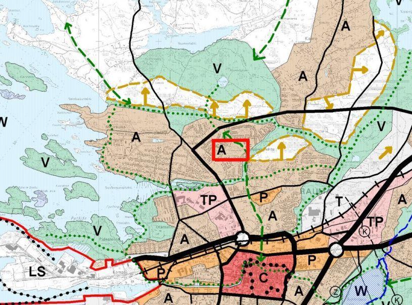 teollisuudelle rakentamisalueita, pääväyliä pienempiä liikenneväyläalueita, virkistys- ja puistoalueita sekä erityisalueita.