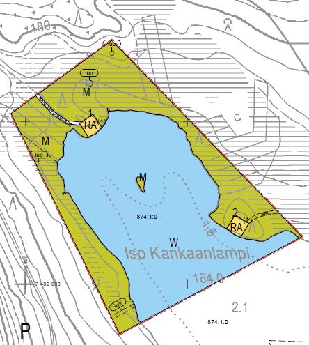 Kankaanlampi Luonnokseen osoitetaan kaksi rakennuspaikkaa.