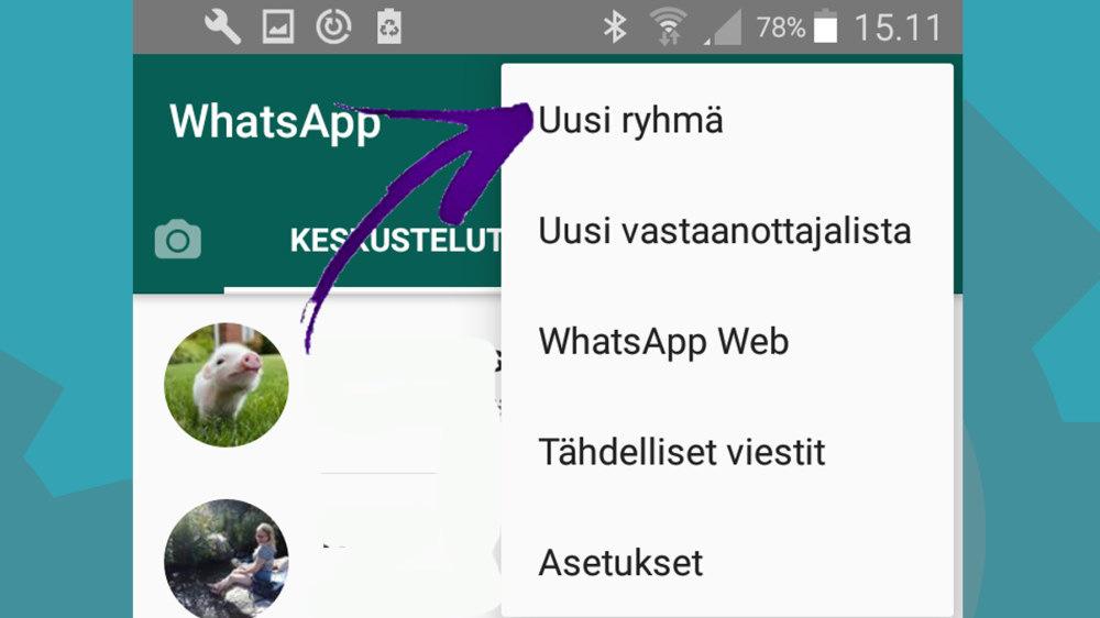 WhatsAppilla voit kätevästi viestiä monien ihmisten kanssa perustamalla ryhmän.