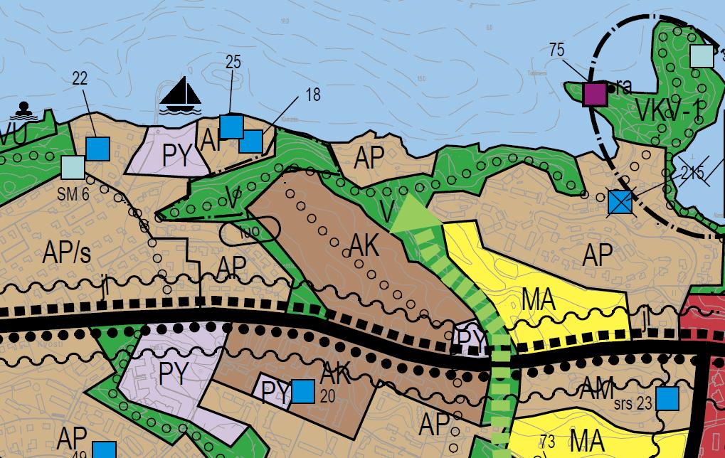 Taajamayleiskaava 2020 Valtuuston (9.12.2013 138) hyväksymässä uudessa Pirkkalan taajamayleiskaava 2020:ssa alue on merkitty pientalovaltaiseksi asuntoalueeksi (AP), jolla edellytetään asemakaavaa.