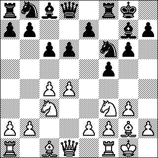 -97- Fagerström H.Varonen, Serveri 38) 9.Rd4 Ra6 10.e4 fe4 11.Re4 Re4 12.Le4 Lh3 13.Te1 Rc5 14.Lh1 Df7 15.Le3 Tae8 16.Dd2 e5 17.de6 Re6 18.Re6 Le6 19.Tac1 b6 20.b3 Kh8 21.Lc6 Te7 22.Lg5 Lf6 23.