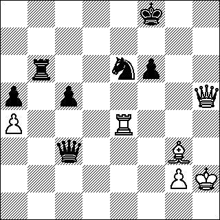 -63-56...Kg7 57.Lf4 68/Ee6"!Lf8! Musta häviää joka tapauksessa ratsunsa, ja hänen olisi antaa se sovinnolla ja pitänyt miettiä, voittaako valkea loppupelin D+L+2s vastaan D+3s 69/Md8!Ub7!6:/Ui5"!Ed3!