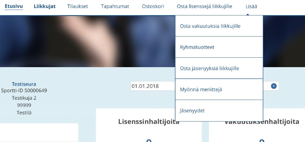 2. Klikkaa ylävalikosta Lisää -otsikon alta kohtaa Jäsenyydet.